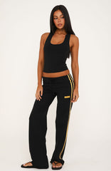 Playing It Cool Low Rise Straight Leg Pants Black