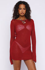Stand And Stare Long Sleeve Mini Dress Scarlett Flame